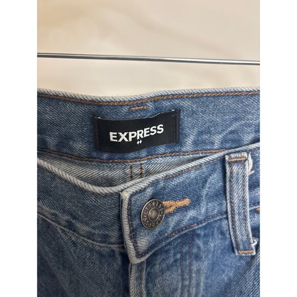 Express Dad Jeans Womens 8 Regular High Rise Cropped Medium Blue Distressed - Picture 3 of 5